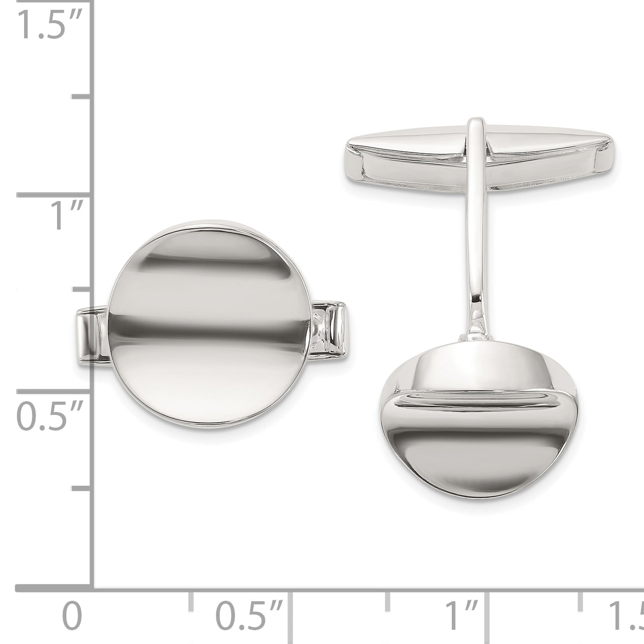 Polished Sterling Silver Round Cuff Links Secondary image