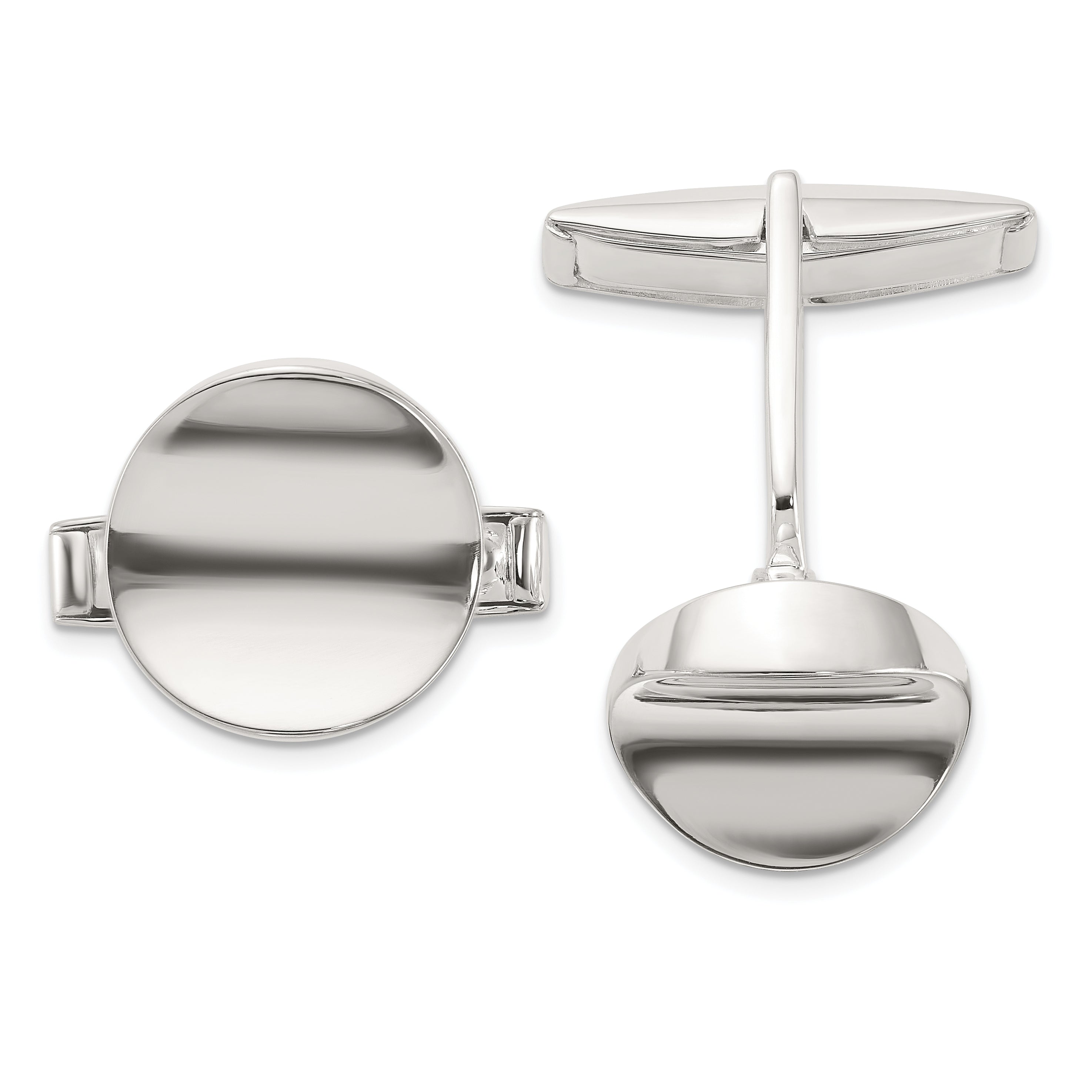 Sterling Silver Polished Round Concave Cuff Links Main image