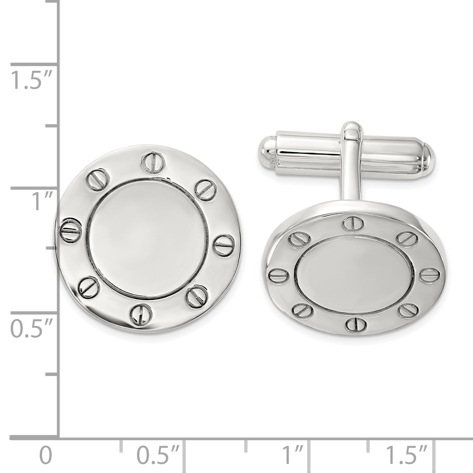 Polished Sterling Silver Circle Cuff Links Secondary image
