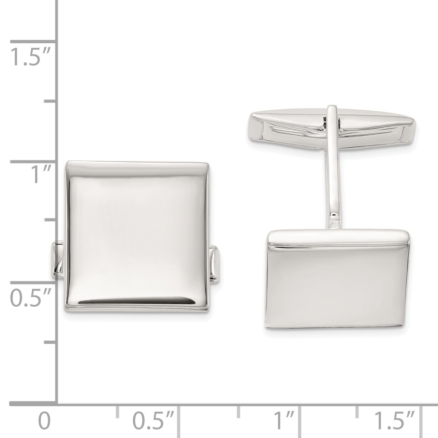 Polished Sterling Silver Square Cuff Links Secondary image