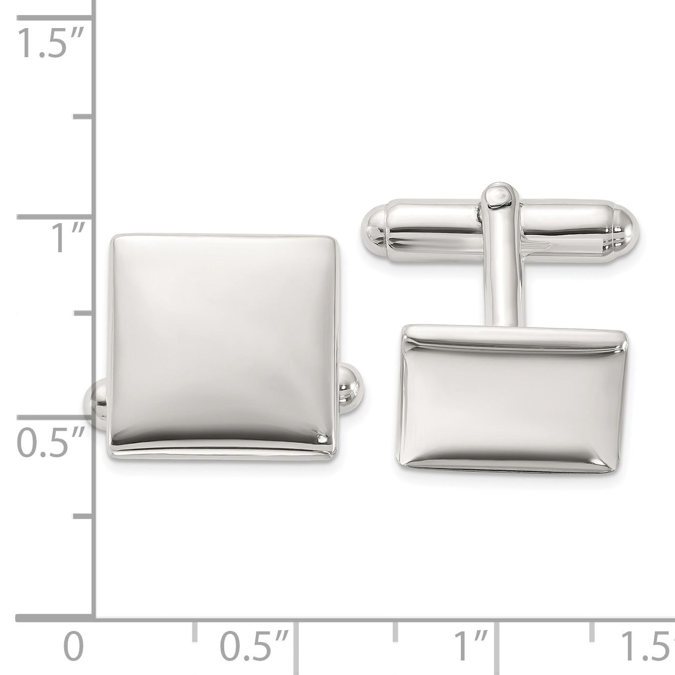 Rhodium-Plated Sterling Silver Square Cuff Links Secondary image