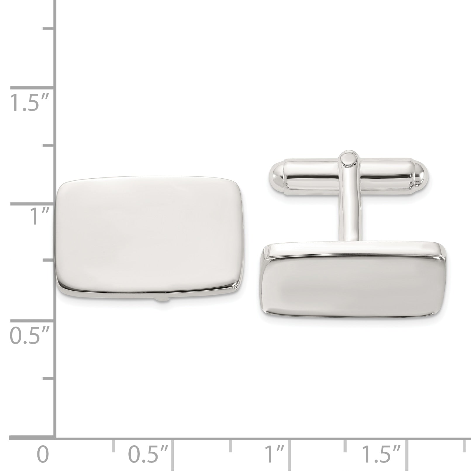 Rhodium-Plated Sterling Silver Polished Cuff Links Secondary image