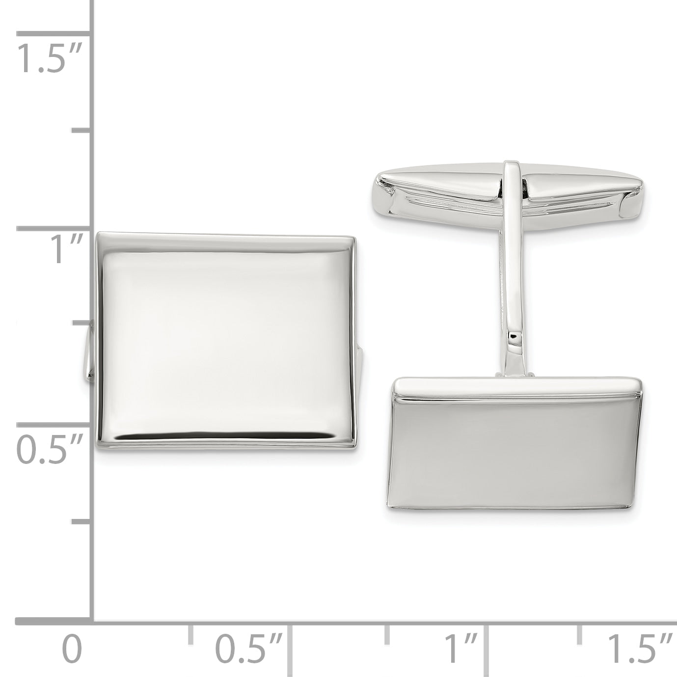 Polished Sterling Silver Rectangle Cuff Links Secondary image