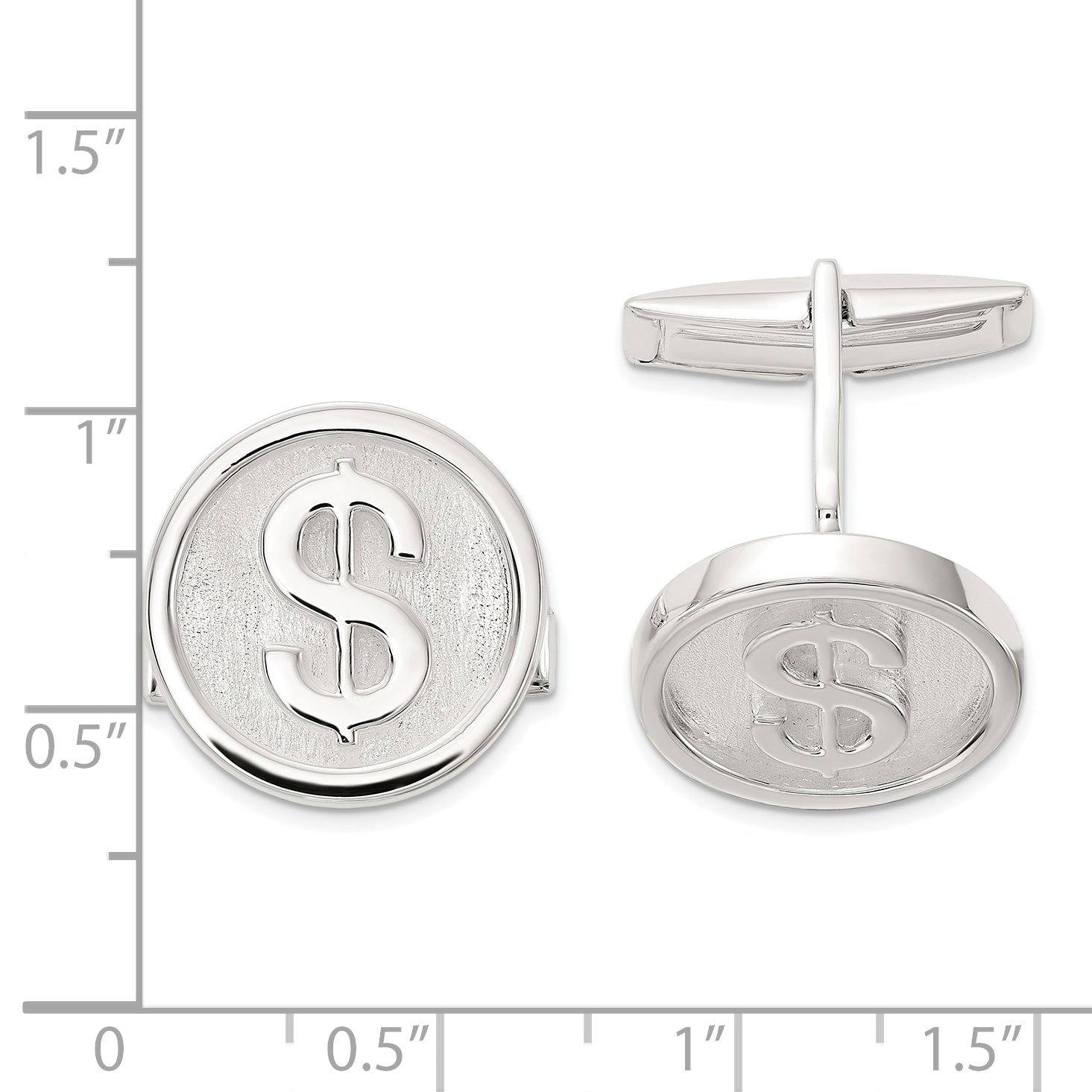 Sterling Silver Dollar Sign Cuff Links Secondary image