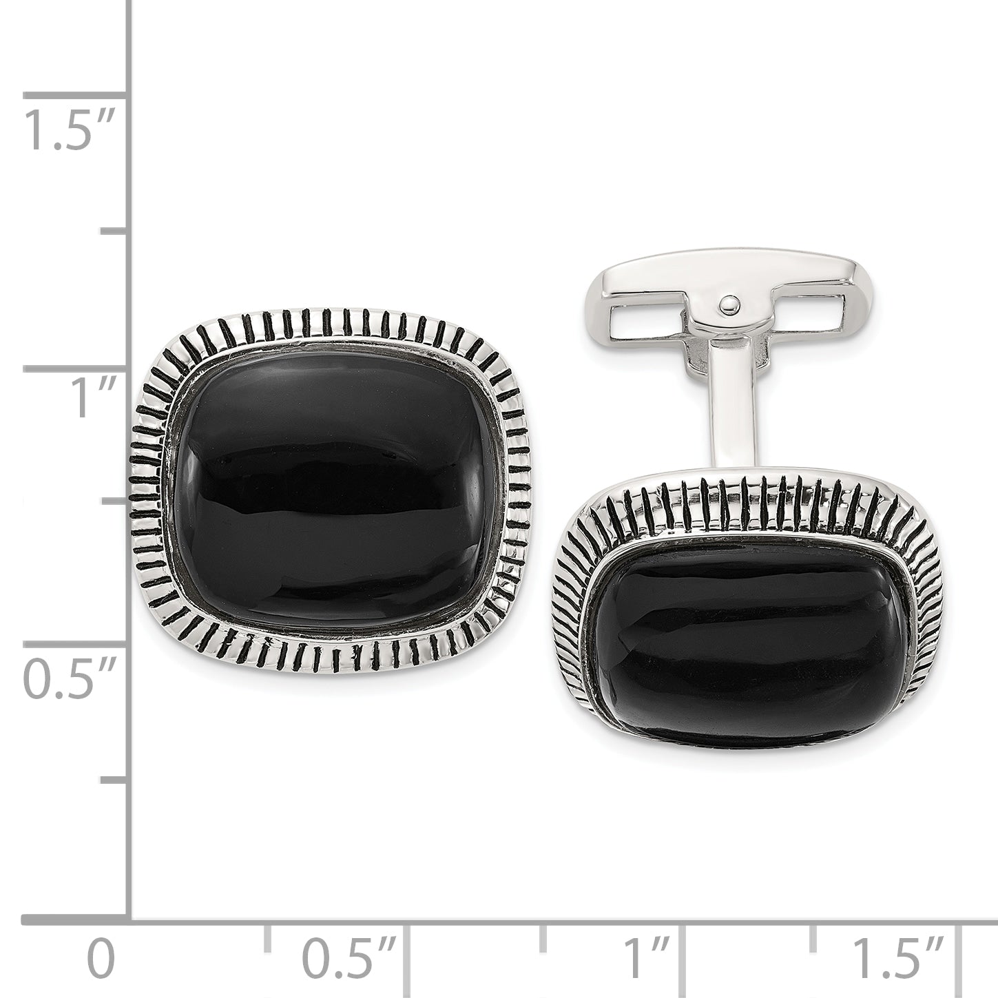 Sterling Silver Onyx and Enamel Cuff Links Secondary image