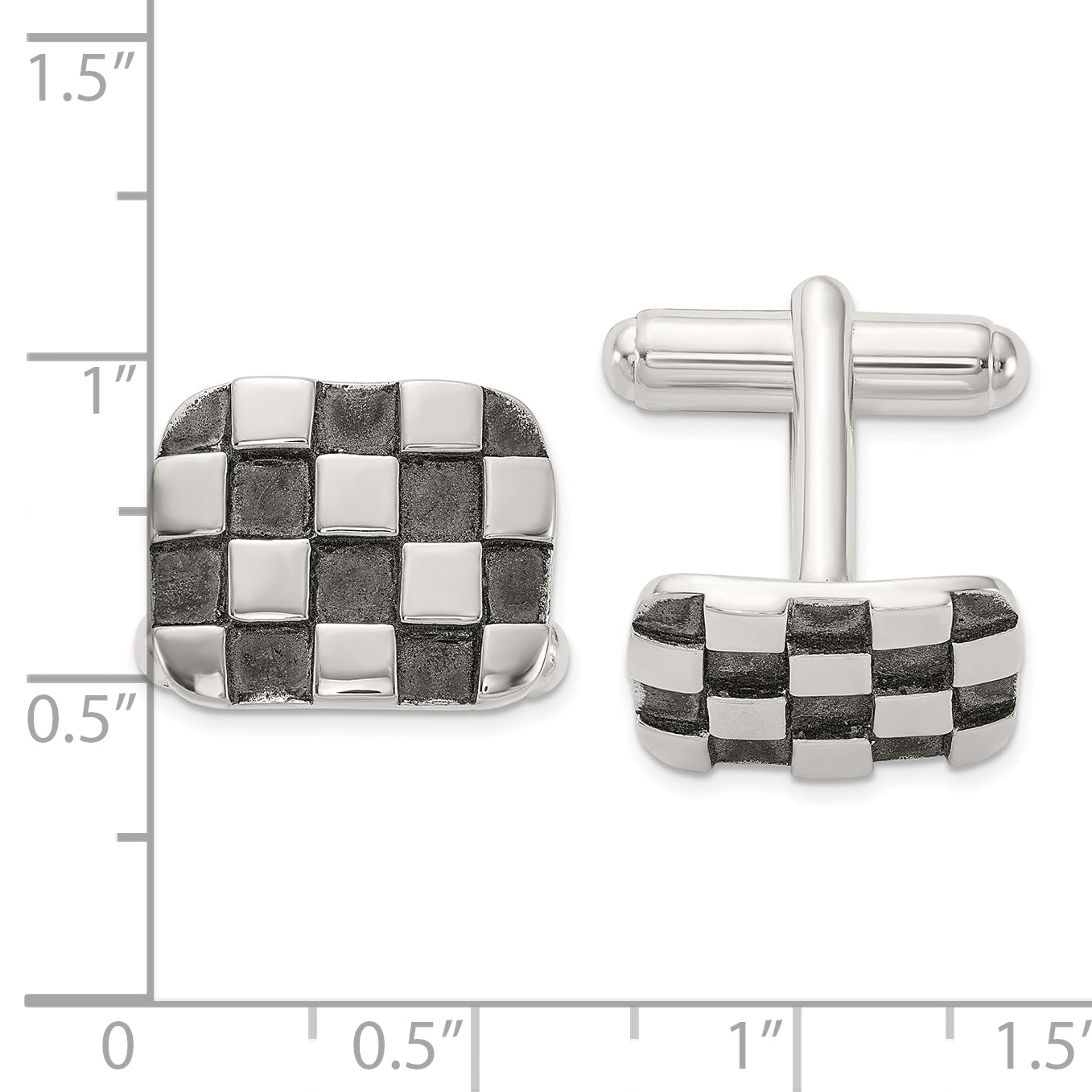 Sterling Silver Oxidized Checkerboard Cuff Links Secondary image
