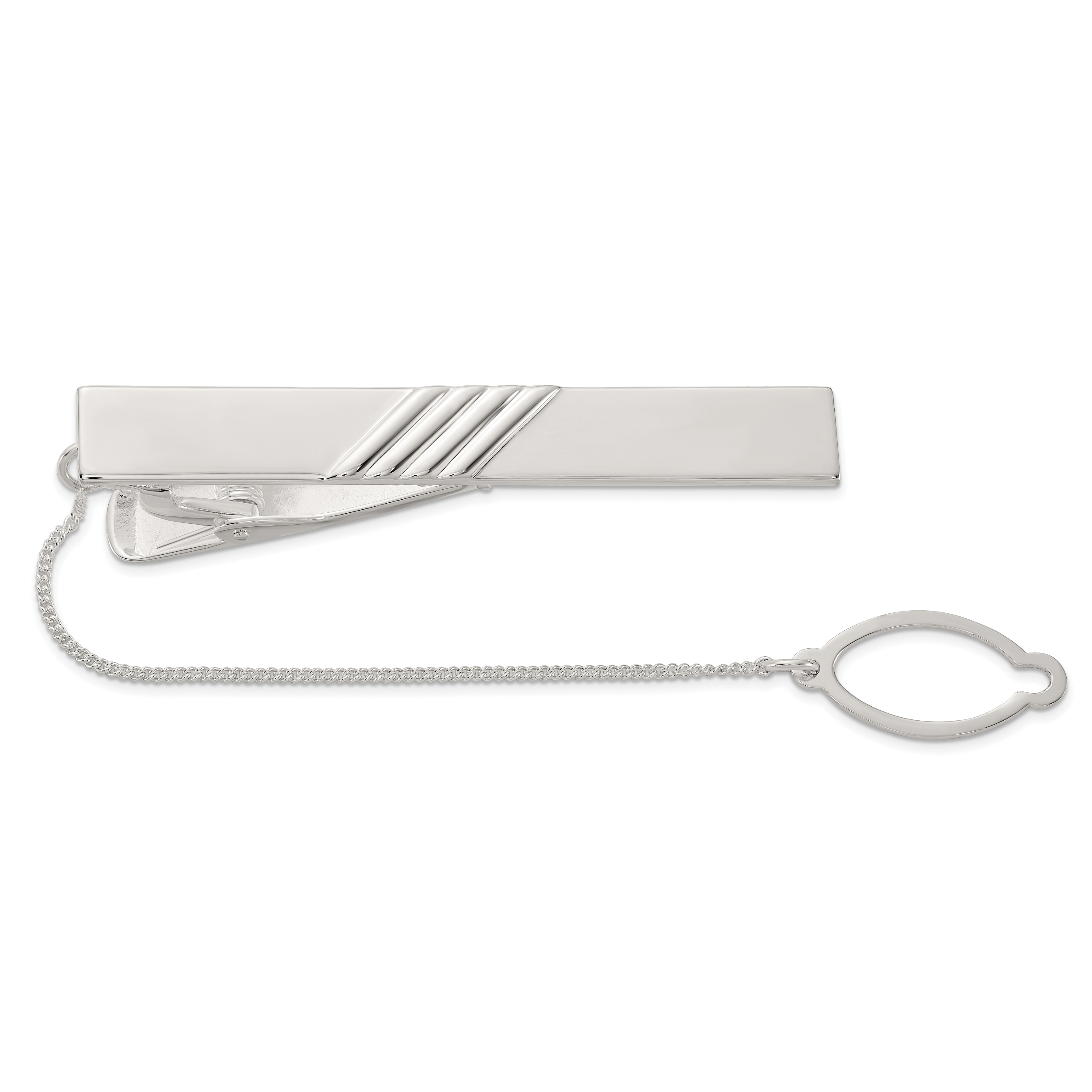 Sterling Silver Polished w/Tie Chain Tie Bar Main image