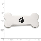 Sterling Silver Dog Bone with Enamel Paw Print Money Clip