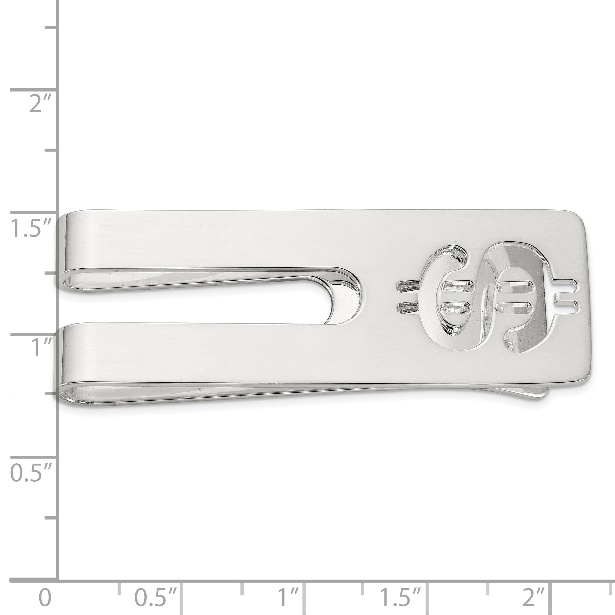 Sterling Silver Rhodium-plated Polished Cut Out Dollar Sign Money Clip