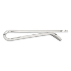 Sterling Silver Rhod-plated Polished Grooved Edge Open Back Money Clip