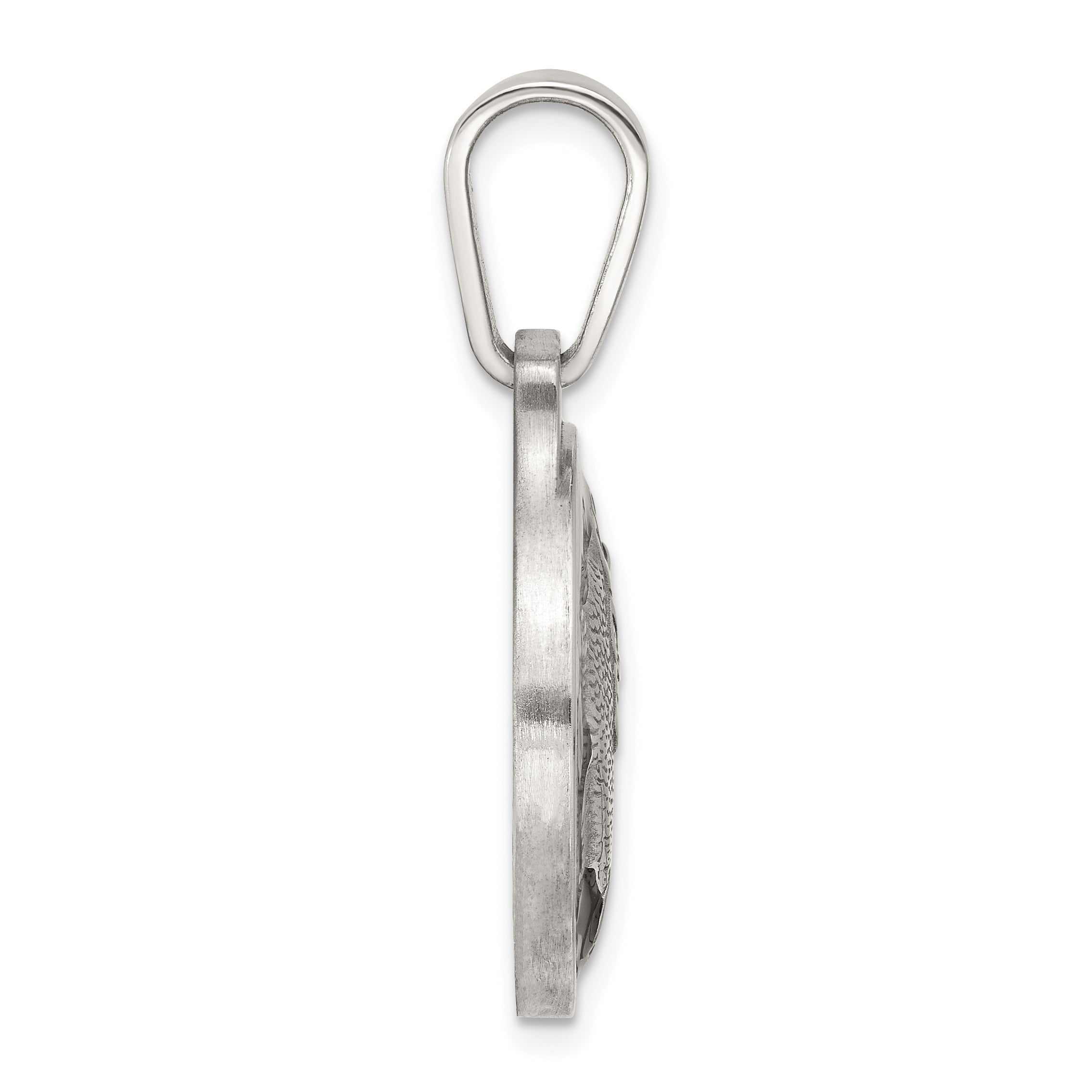 Sterling Silver Black Epoxy Bass Fish Pendant Secondary image