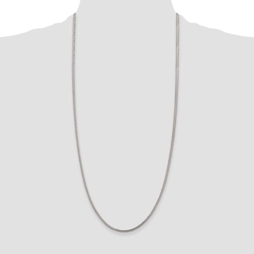 Sterling Silver 2mm Diamond-Cut Square Franco Chain