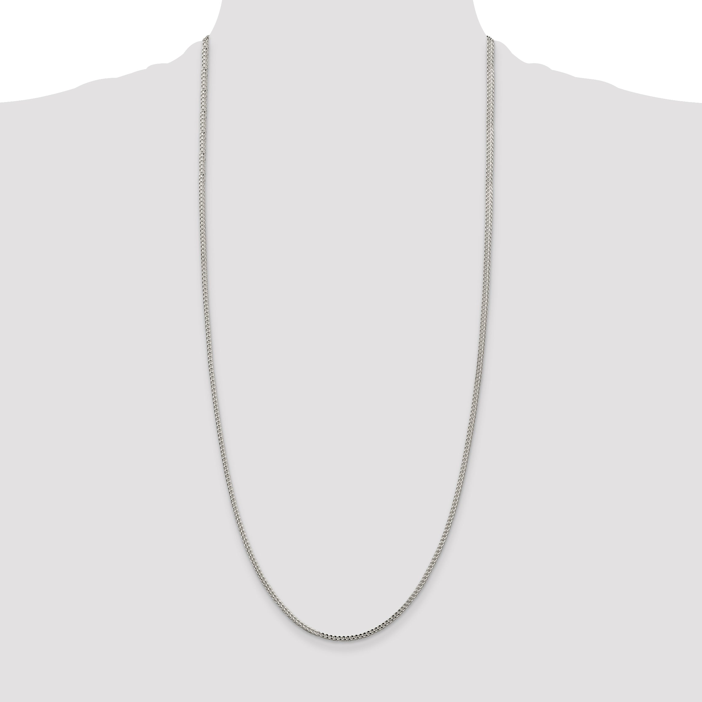 Sterling Silver 2mm Diamond-Cut Square Franco Chain