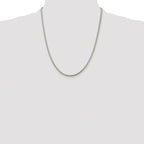 Sterling Silver Rhodium-plated 2mm D/C Square Franco Chain