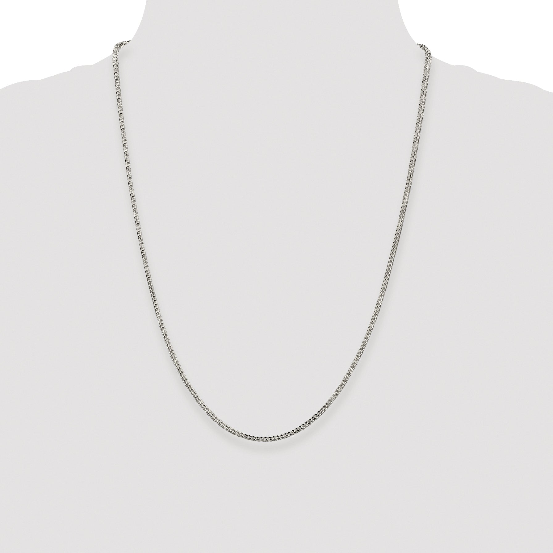 Sterling Silver Rhodium-plated 2mm D/C Square Franco Chain