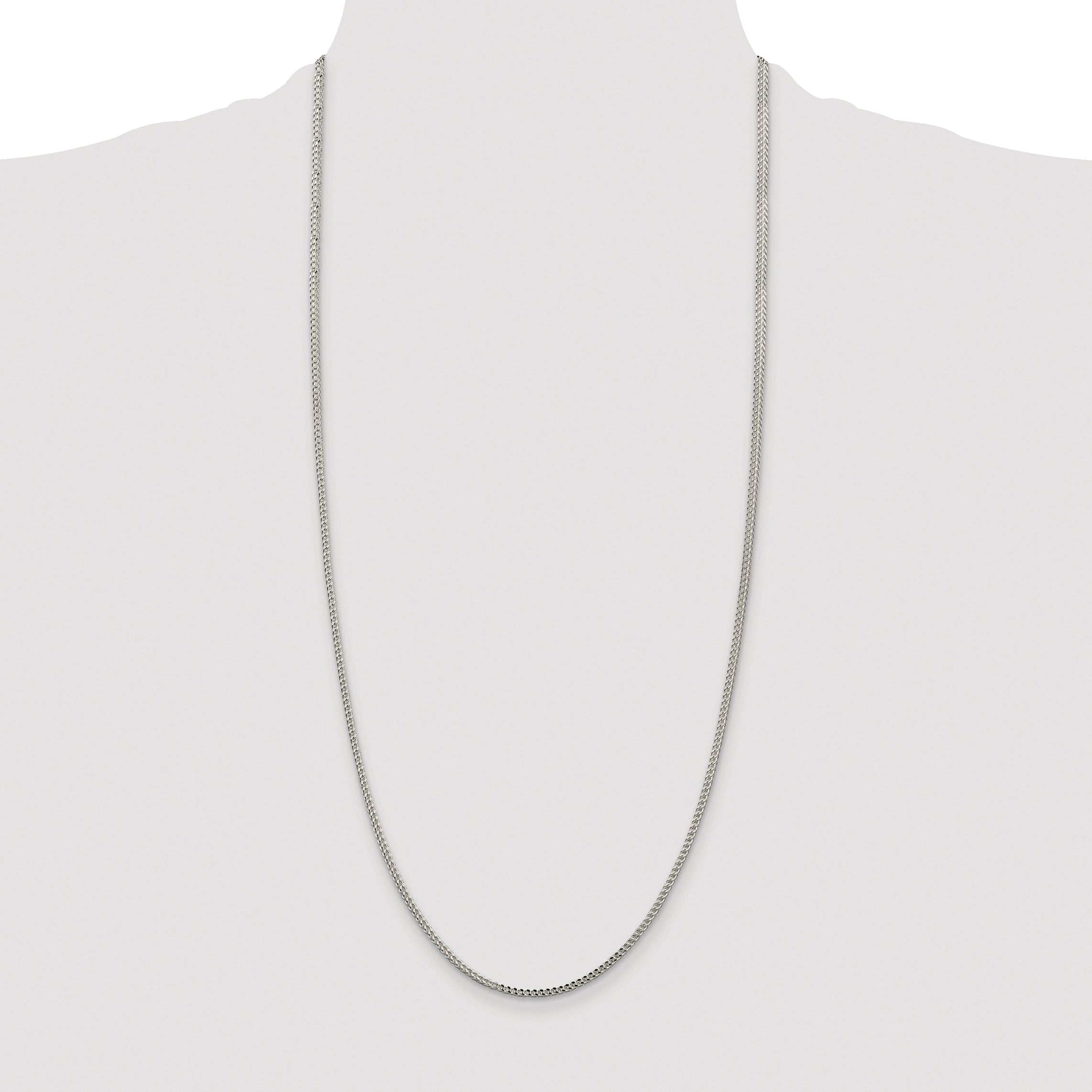 Sterling Silver Rhodium-plated 2mm D/C Square Franco Chain