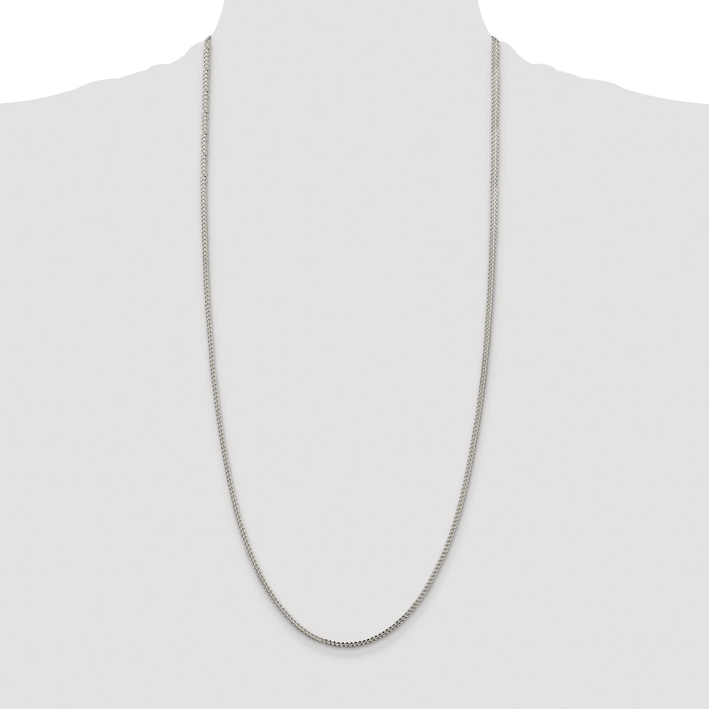 Sterling Silver Rhodium-plated 2mm D/C Square Franco Chain