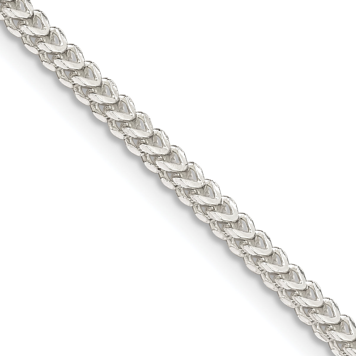 Sterling Silver 2mm Diamond-Cut Square Franco Chain