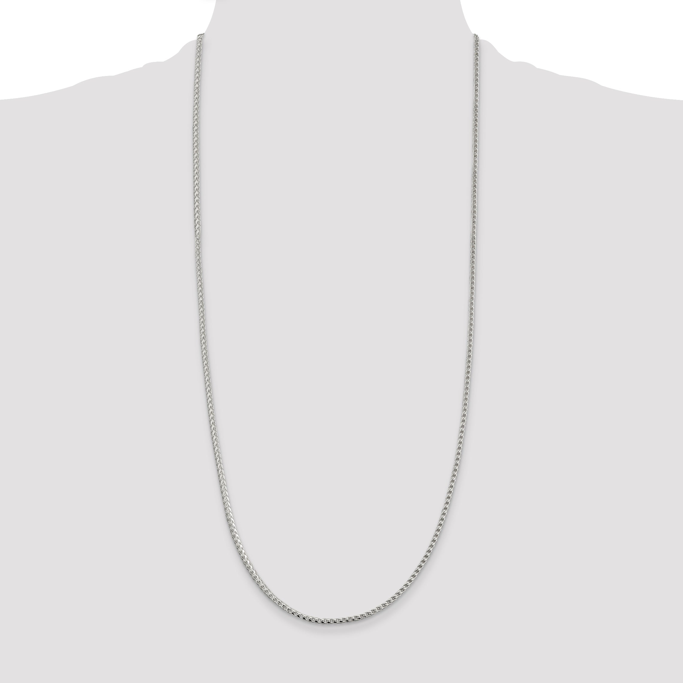 Sterling Silver 2.55mm Diamond-Cut Square Franco Chain