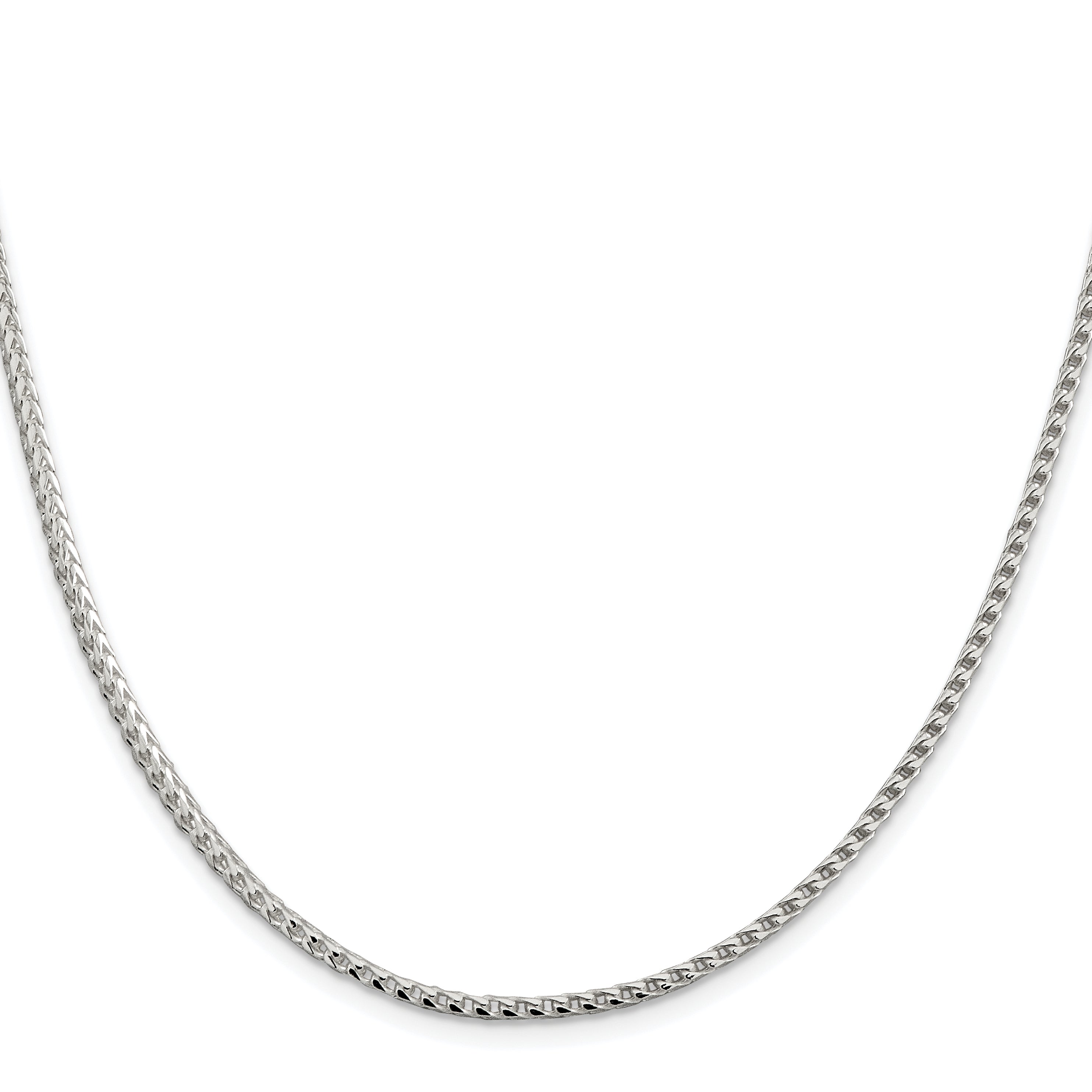 Sterling Silver Rhodium-plated 2.55mm D/C Square Franco Chain