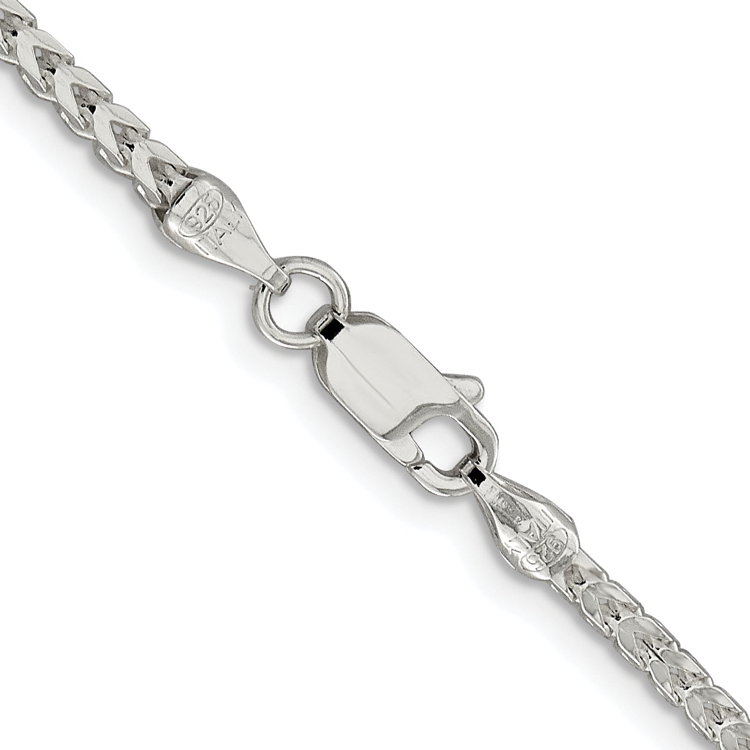 Sterling Silver Rhodium-plated 2.55mm D/C Square Franco Chain