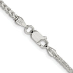 Sterling Silver Rhodium-plated 2.55mm D/C Square Franco Chain