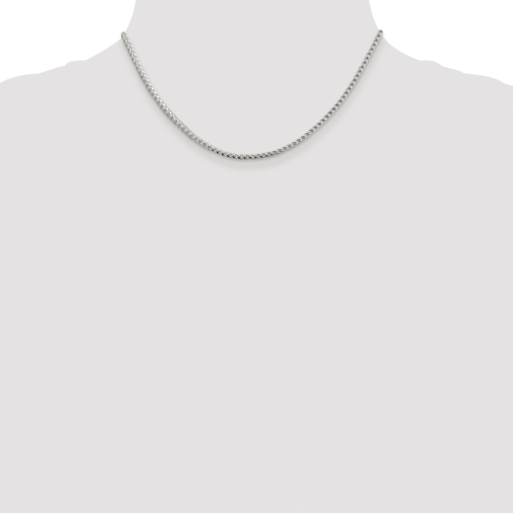 Sterling Silver Rhodium-plated 2.55mm D/C Square Franco Chain