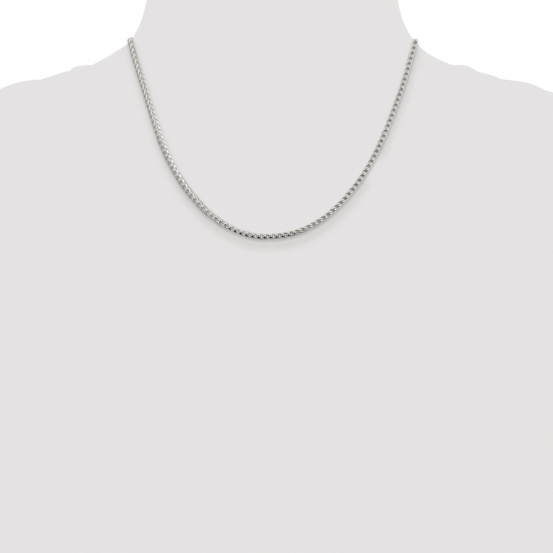 Sterling Silver Rhodium-plated 2.55mm D/C Square Franco Chain