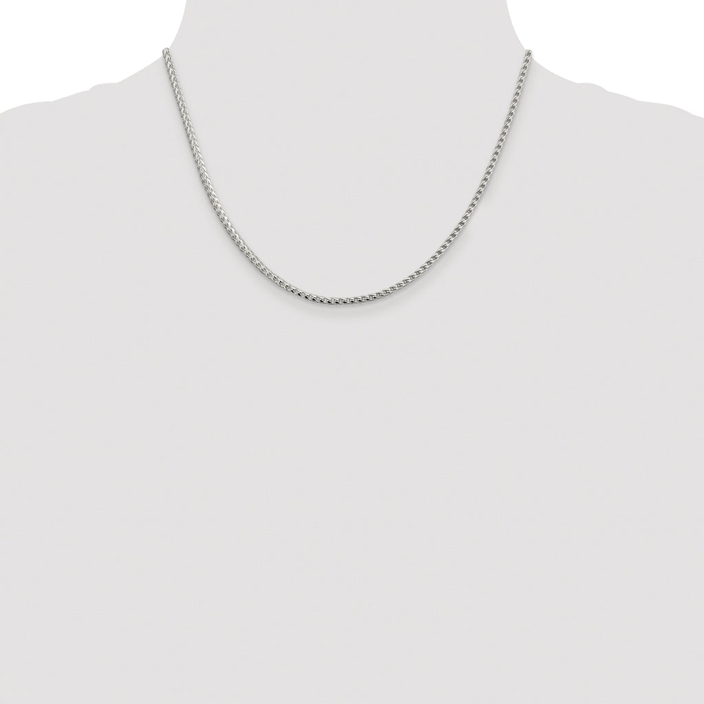 Sterling Silver Rhodium-plated 2.55mm D/C Square Franco Chain