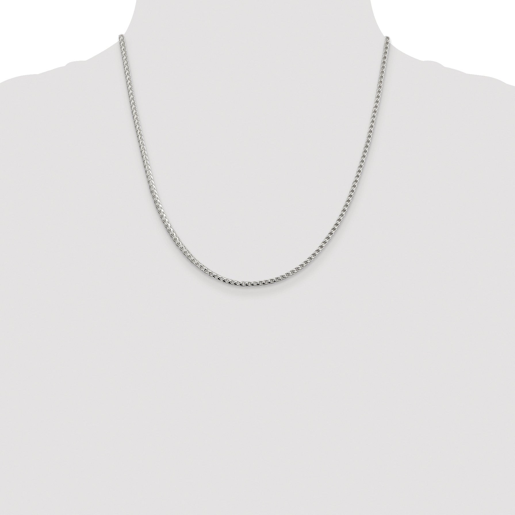 Sterling Silver Rhodium-plated 2.55mm D/C Square Franco Chain