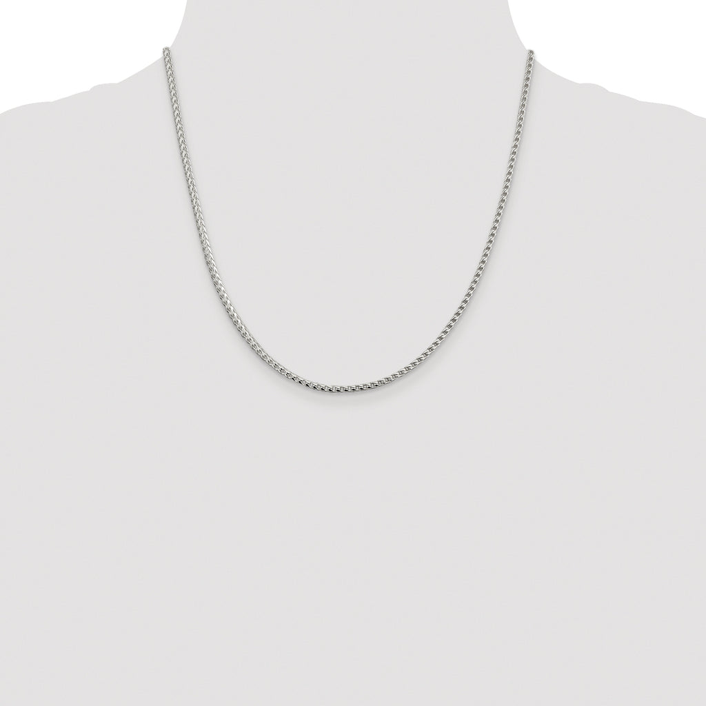 Sterling Silver Rhodium-plated 2.55mm D/C Square Franco Chain