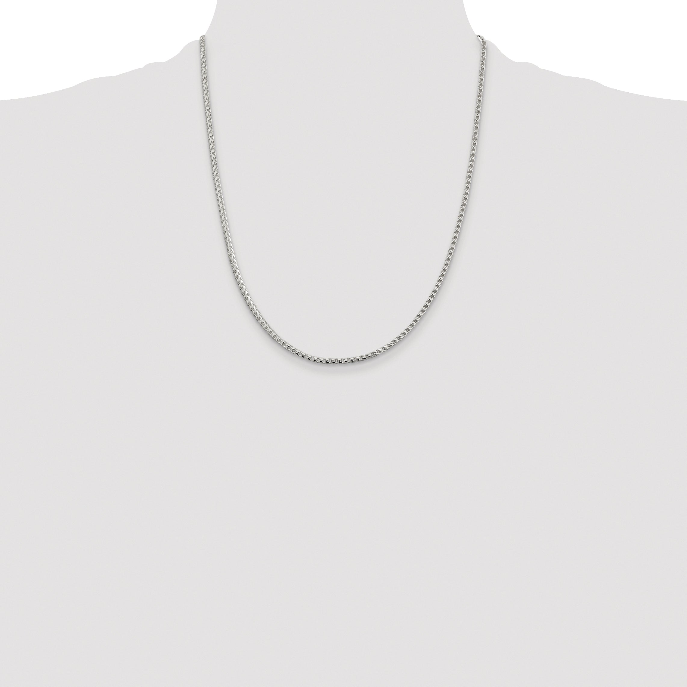 Sterling Silver Rhodium-plated 2.55mm D/C Square Franco Chain