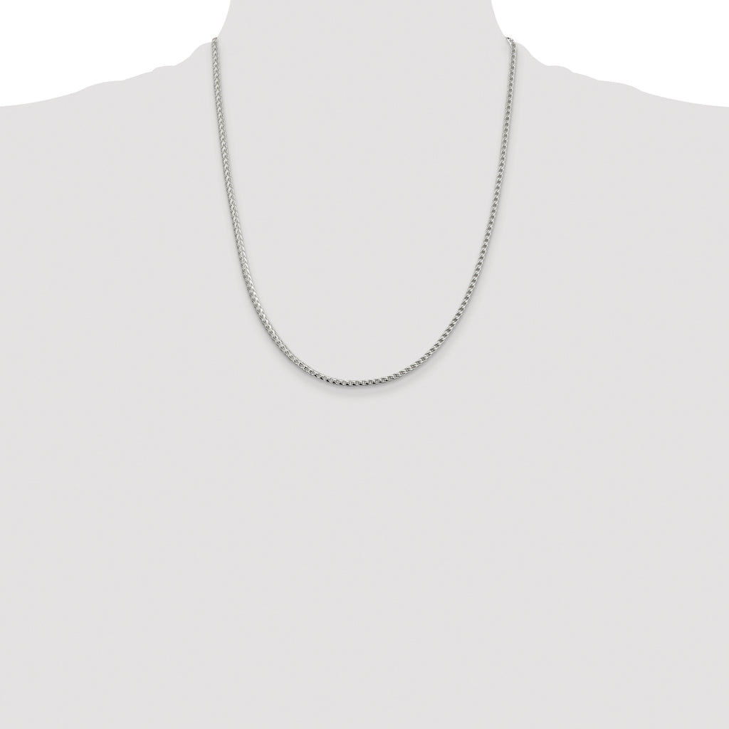 Sterling Silver Rhodium-plated 2.55mm D/C Square Franco Chain