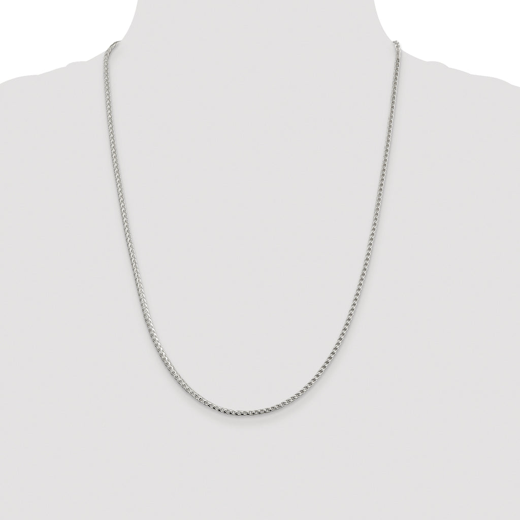 Sterling Silver Rhodium-plated 2.55mm D/C Square Franco Chain