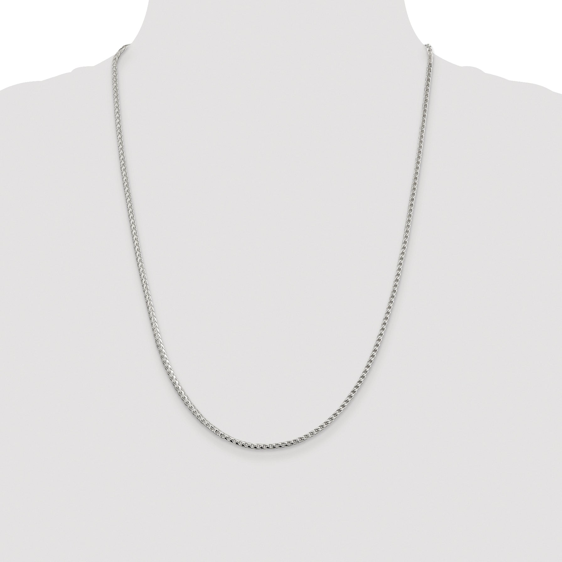 Sterling Silver Rhodium-plated 2.55mm D/C Square Franco Chain