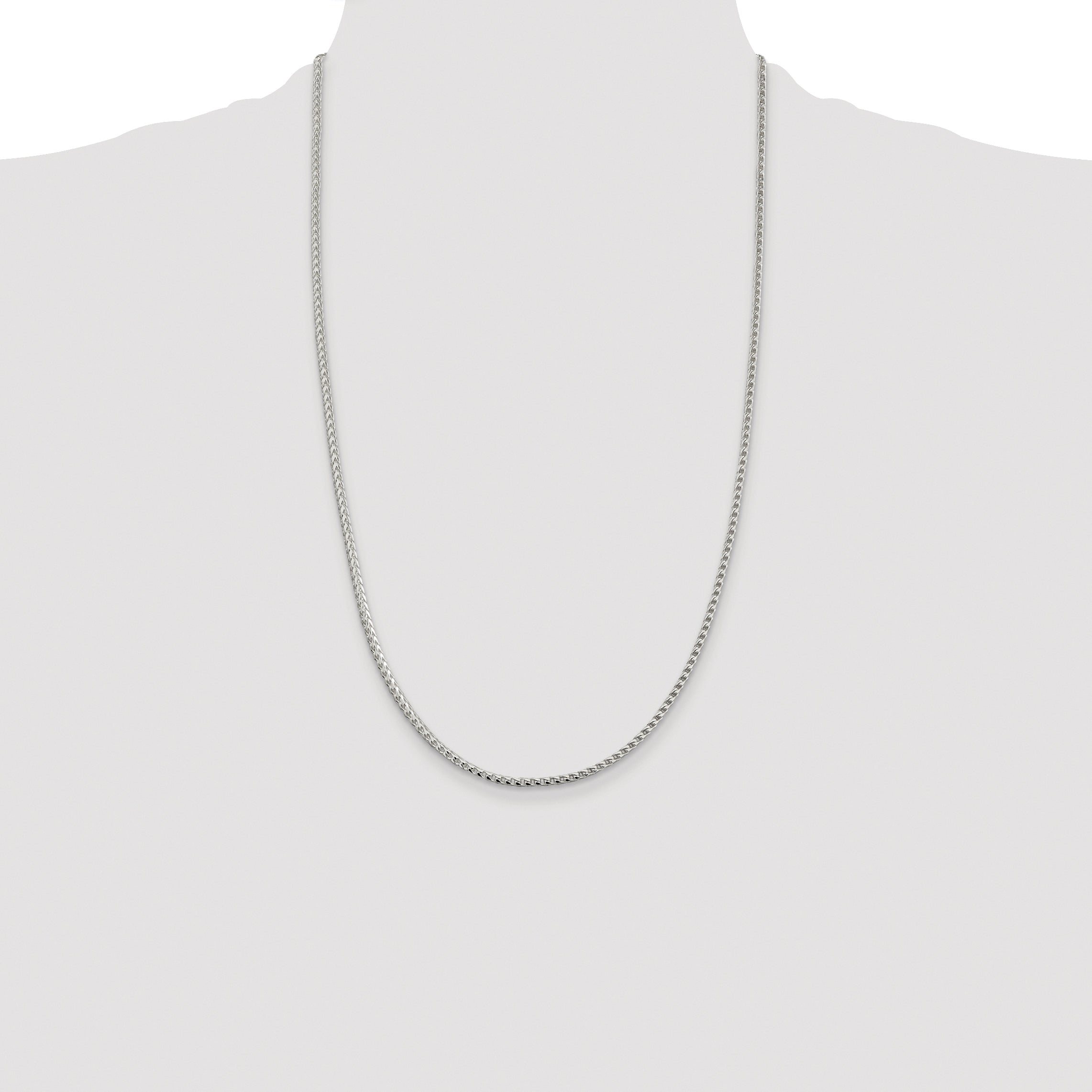 Sterling Silver Rhodium-plated 2.55mm D/C Square Franco Chain