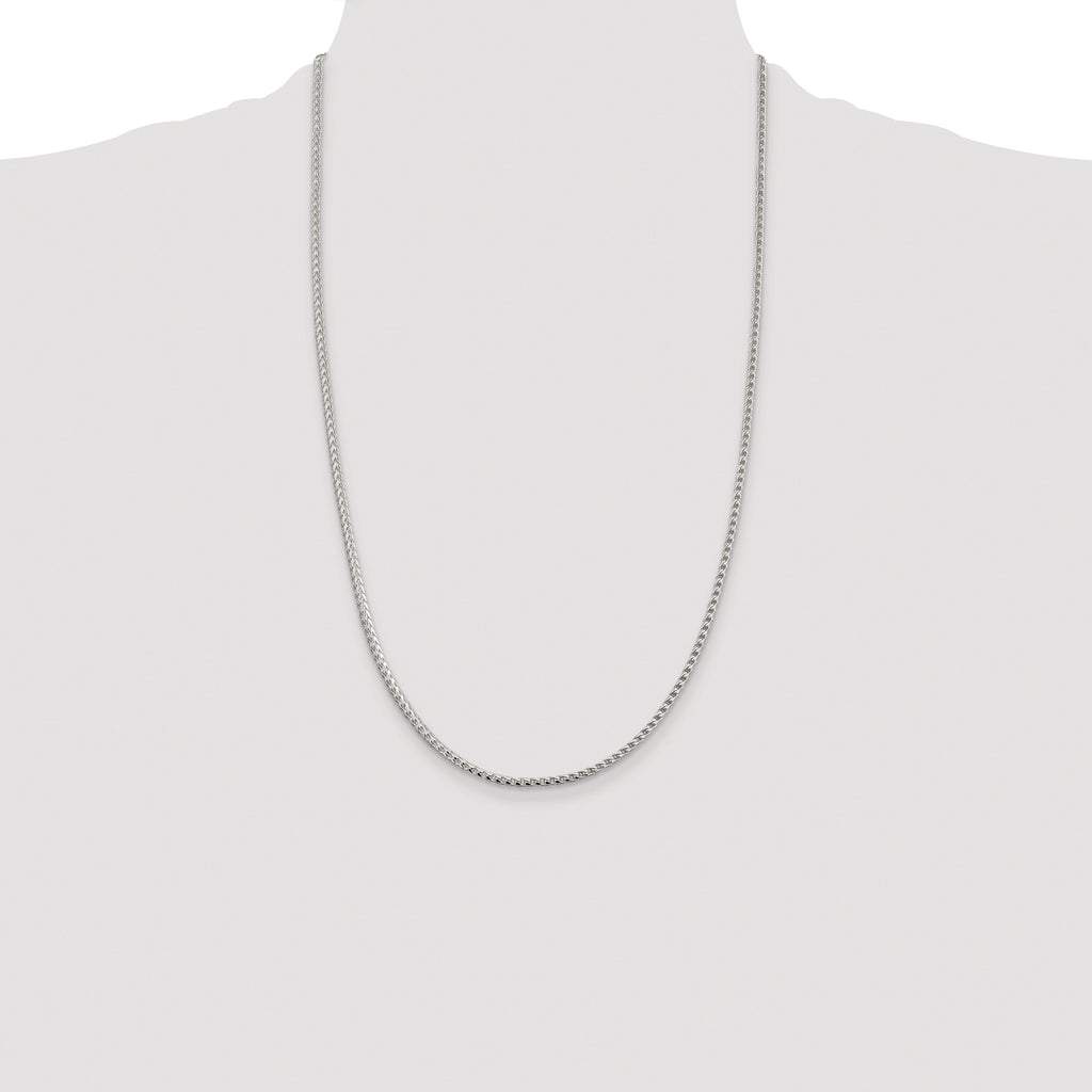 Sterling Silver Rhodium-plated 2.55mm D/C Square Franco Chain