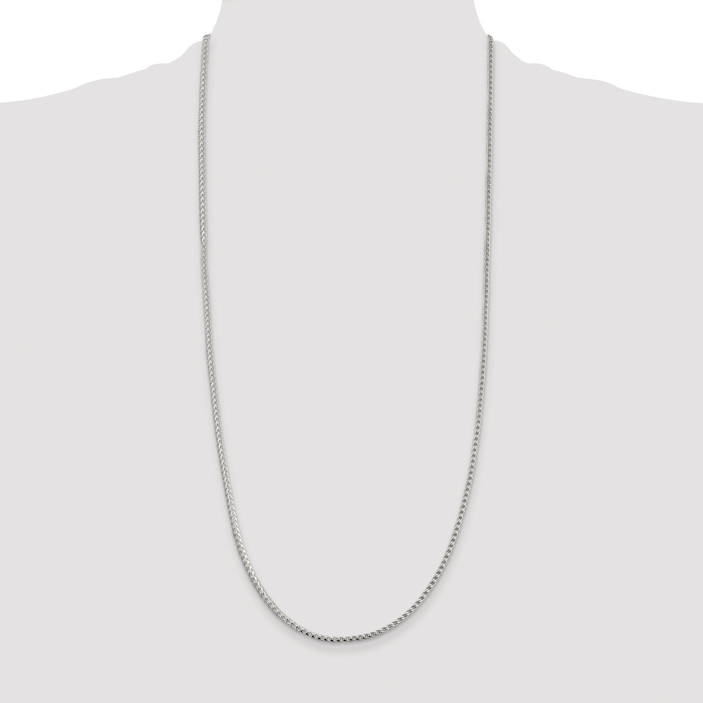 Sterling Silver Rhodium-plated 2.55mm D/C Square Franco Chain