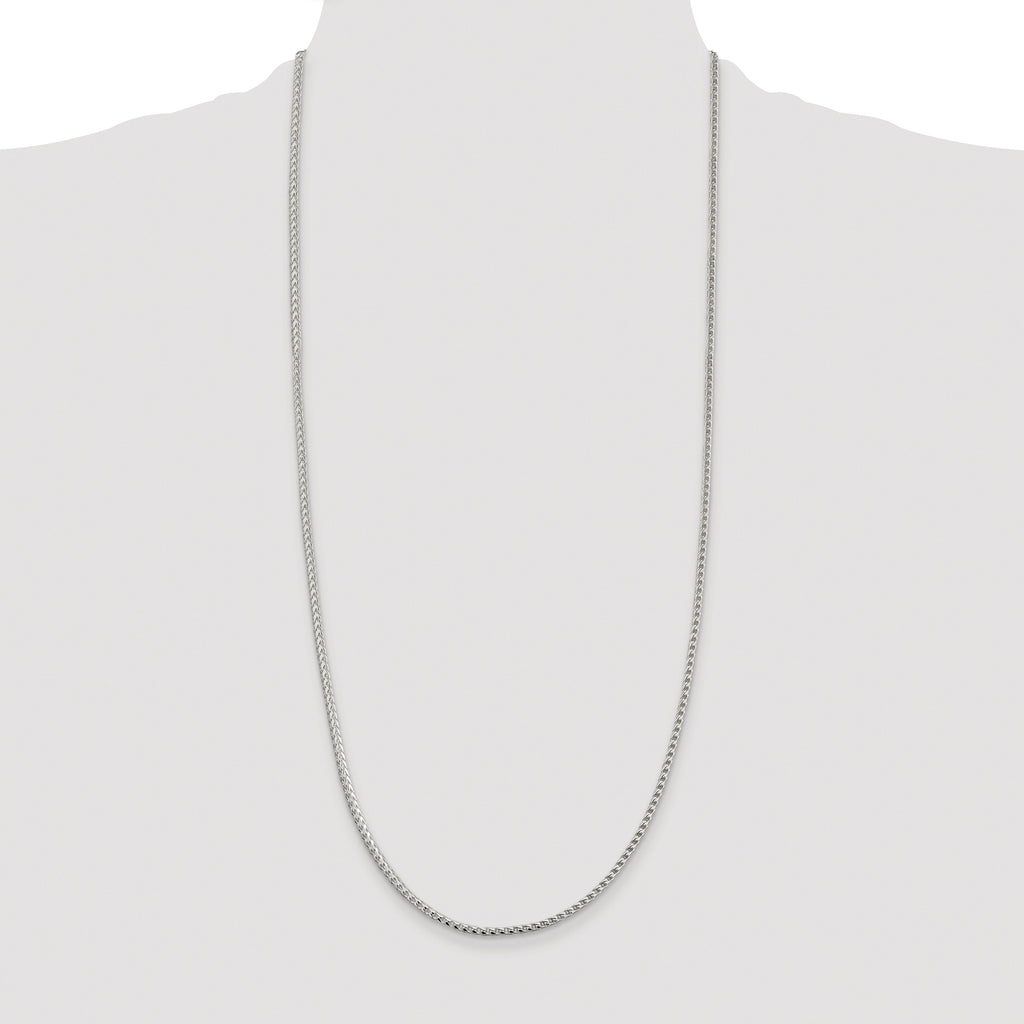 Sterling Silver Rhodium-plated 2.55mm D/C Square Franco Chain