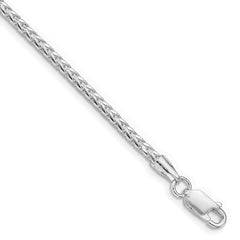 Sterling Silver Rhodium-plated 2.55mm D/C Square Franco Chain