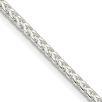 Sterling Silver 2.55mm Diamond-Cut Square Franco Chain