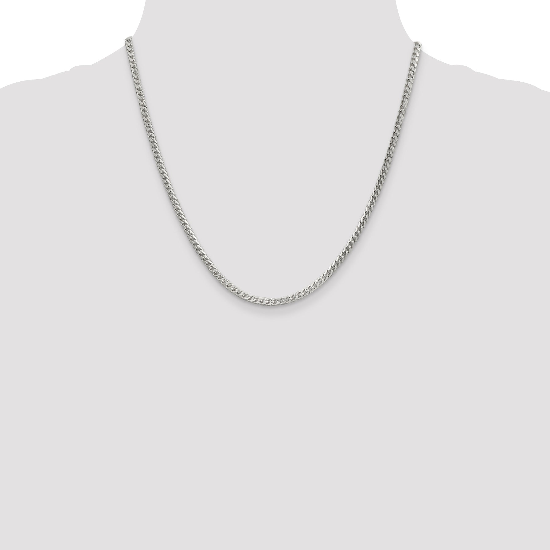 Sterling Silver 3.1mm D/C Square Franco Chain