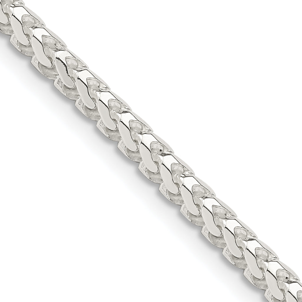 Sterling Silver 3.1mm Diamond-Cut Square Franco Chain