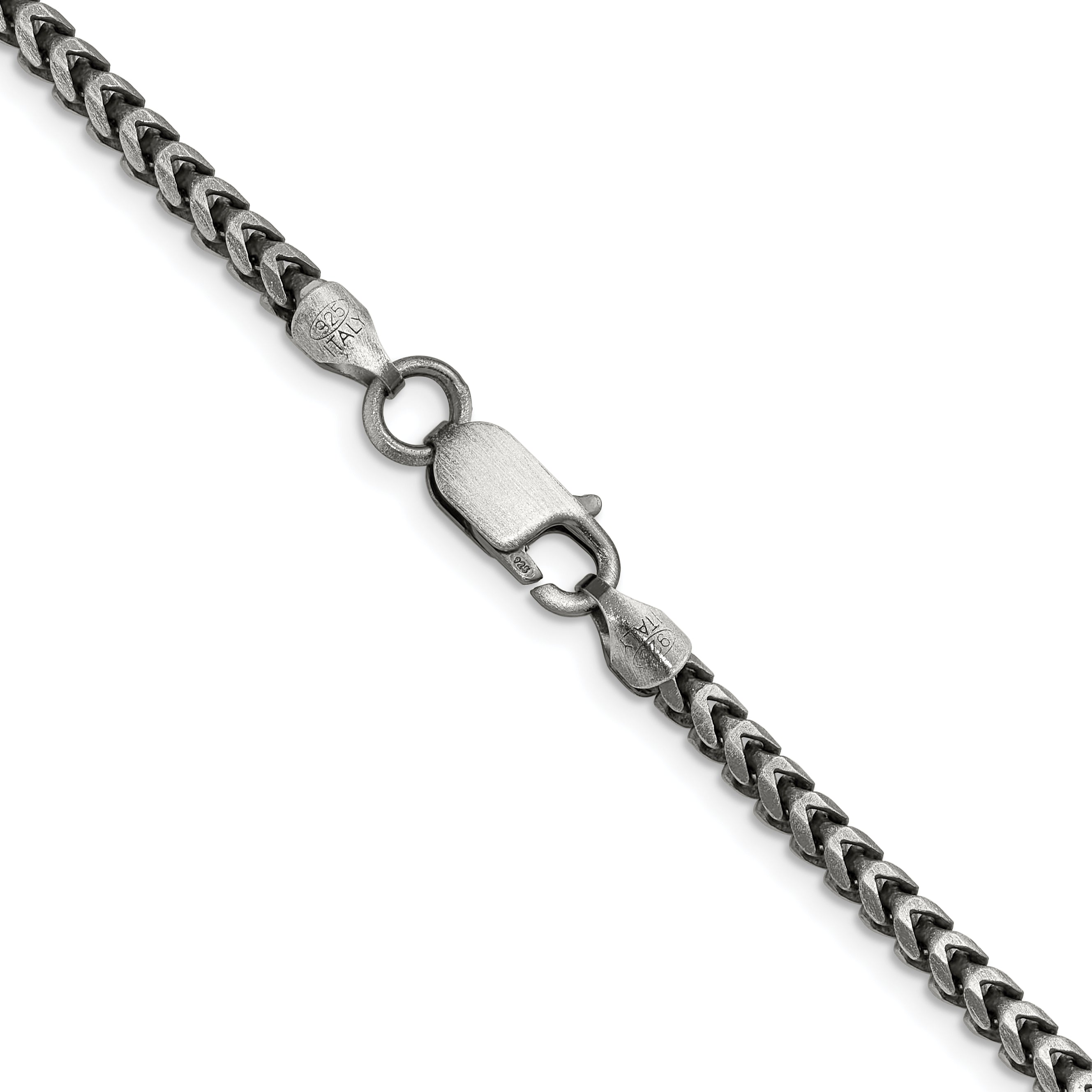 Sterling Silver Antiqued 3.1mm D/C Square Franco Chain