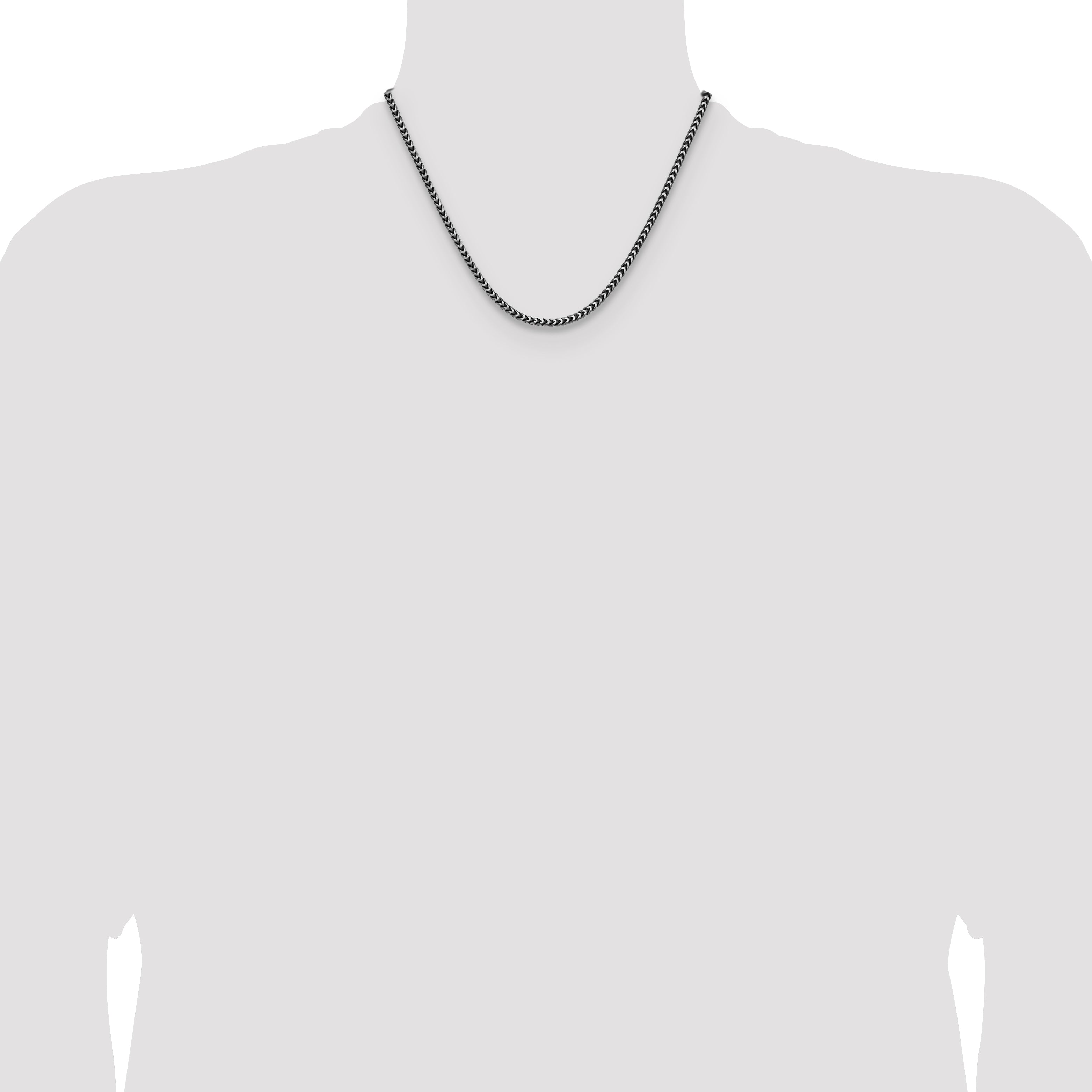 Sterling Silver Antiqued 3.1mm D/C Square Franco Chain