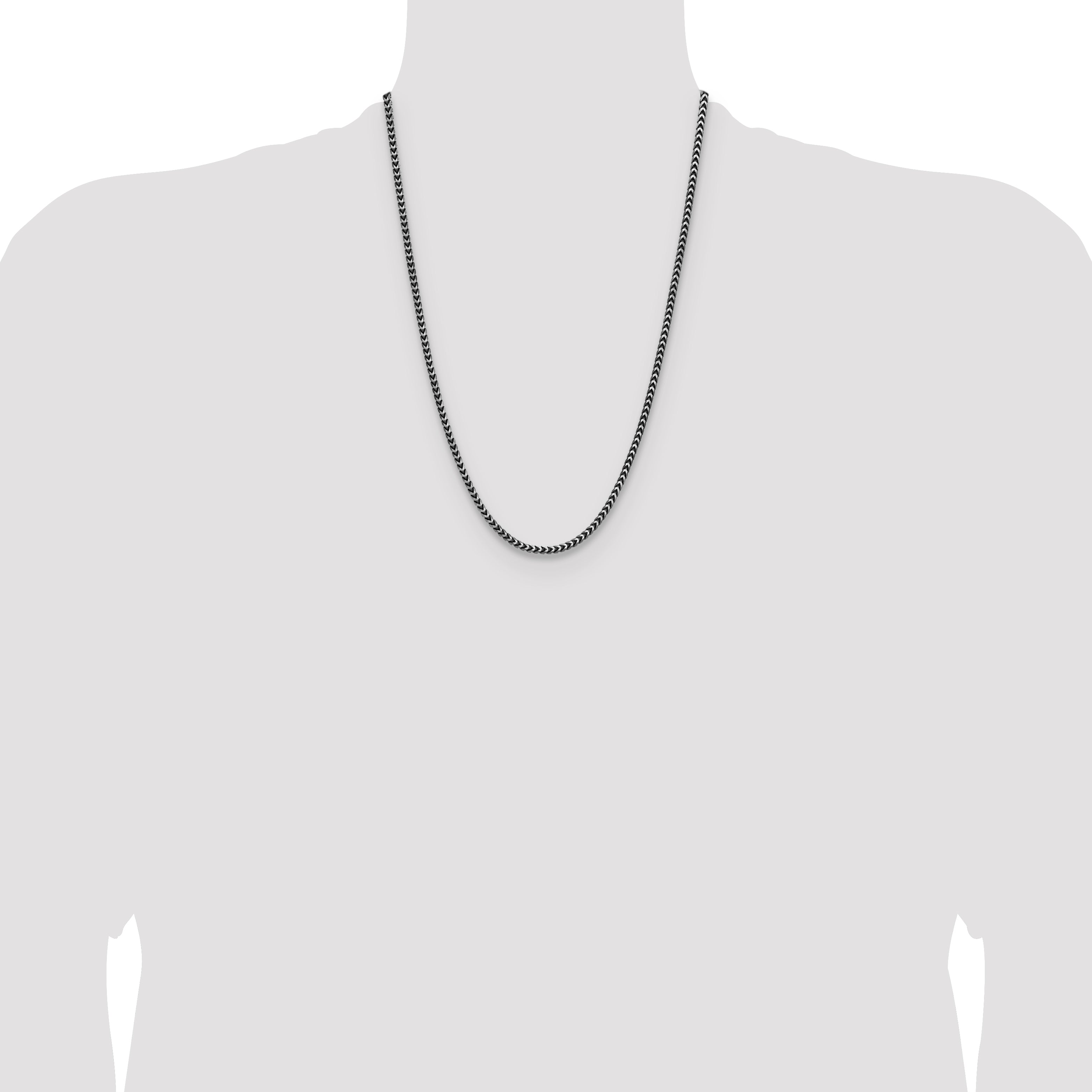 Sterling Silver Antiqued 3.1mm D/C Square Franco Chain