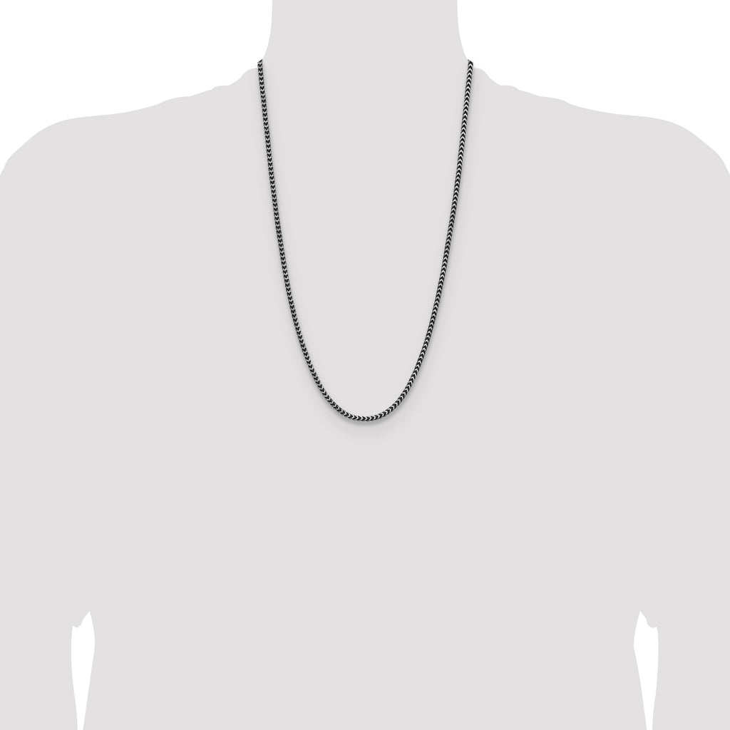 Sterling Silver Antiqued 3.1mm D/C Square Franco Chain