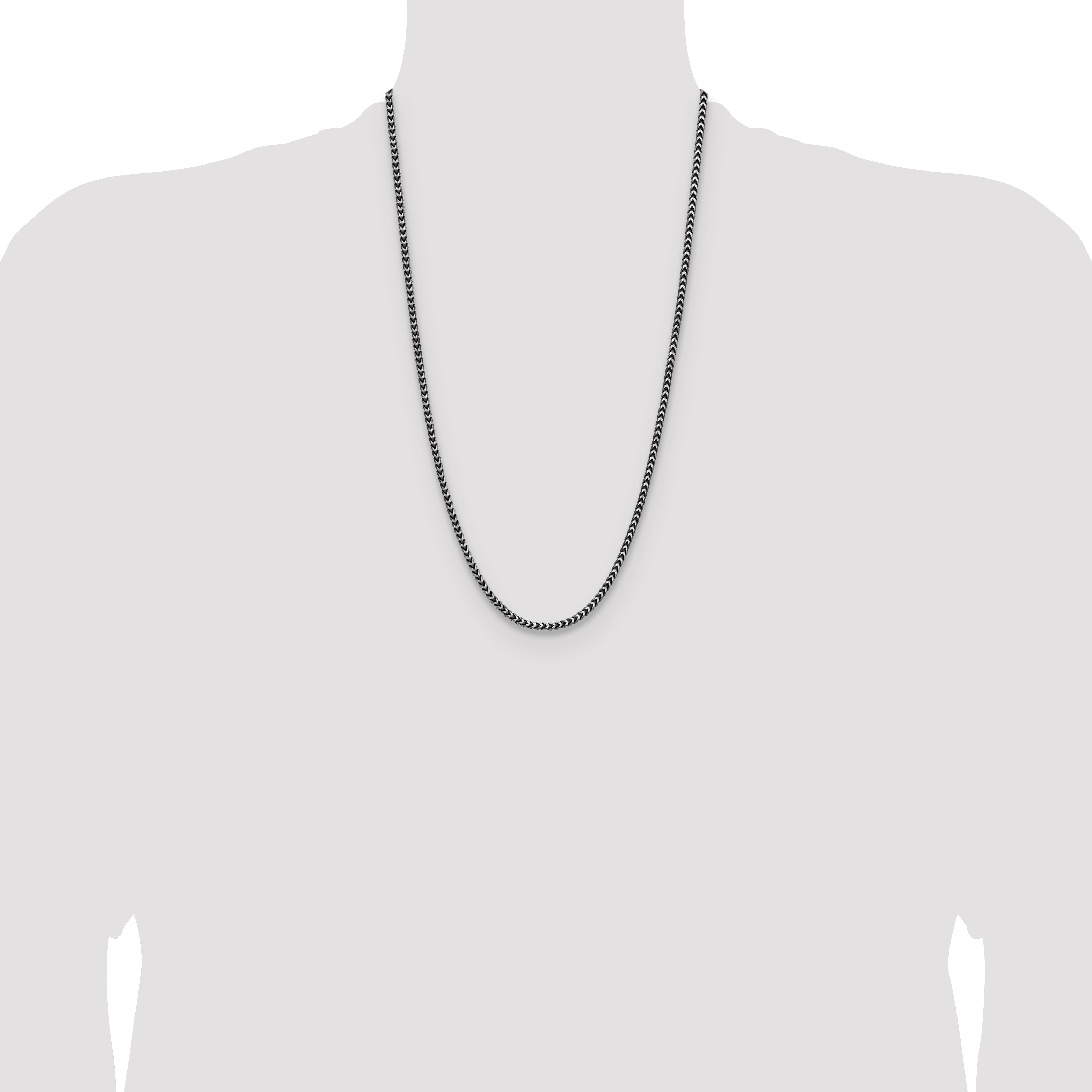 Sterling Silver Antiqued 3.1mm D/C Square Franco Chain
