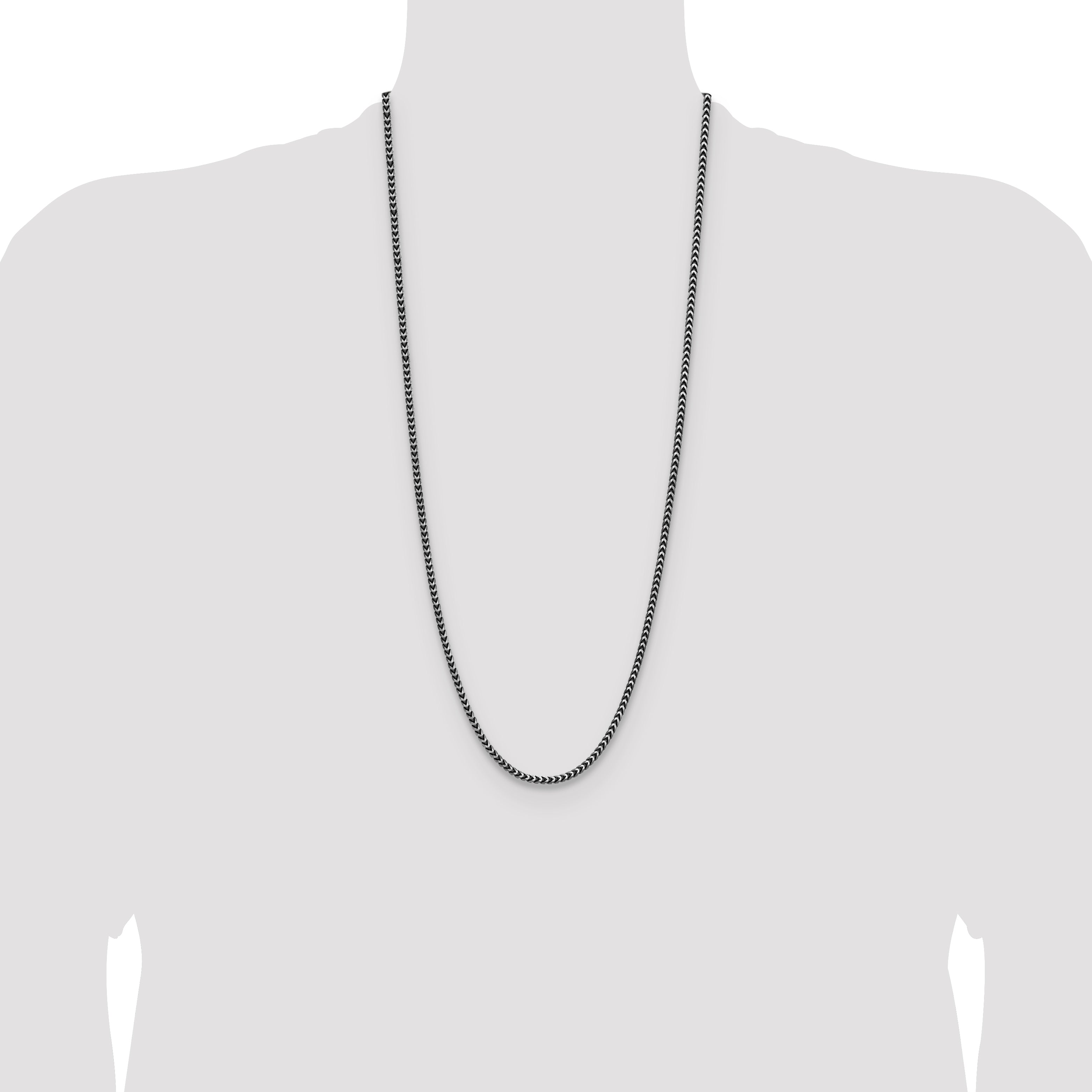 Sterling Silver Antiqued 3.1mm D/C Square Franco Chain