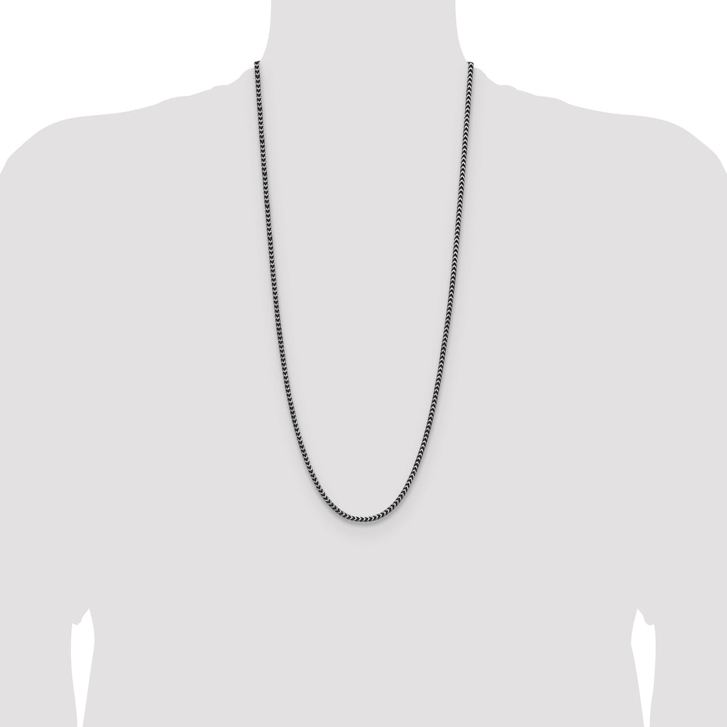 Sterling Silver Antiqued 3.1mm D/C Square Franco Chain